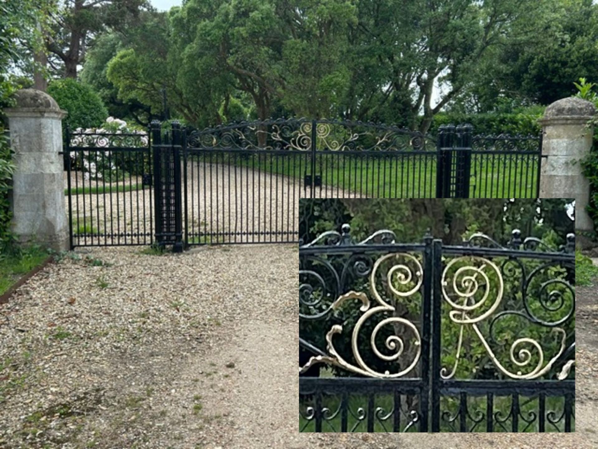 Kind Edward VII initials are entwined in the ironwork of the gates.
